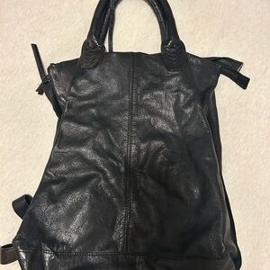 Free People Black Leather Backpack